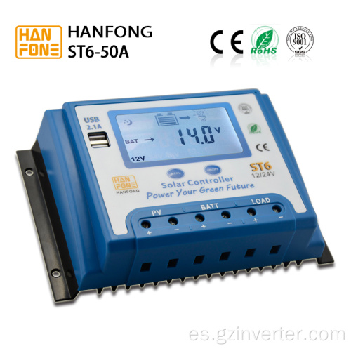 50A de 12V/24V Controlador de carga híbrida de energía solar eólica